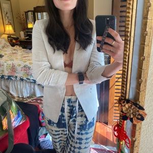 H&M Linen Ruched Sleeve Blazer